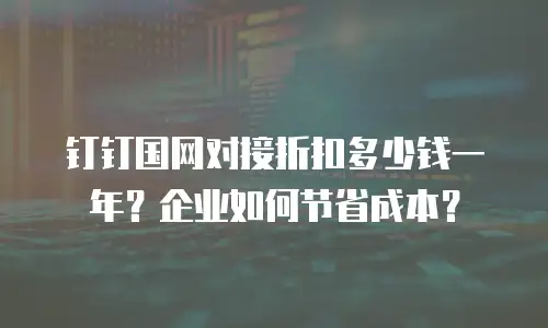钉钉国网对接折扣多少钱一年？企业如何节省成本？