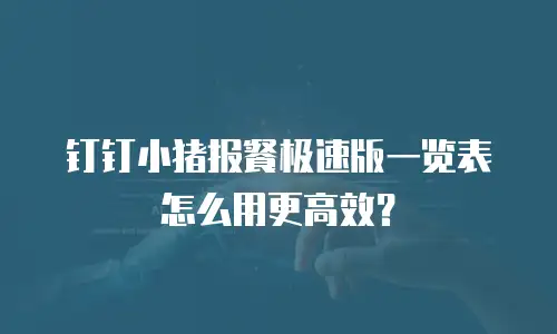 钉钉小猪报餐极速版一览表怎么用更高效？