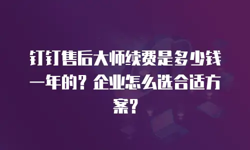 钉钉售后大师续费是多少钱一年的？企业怎么选合适方案？