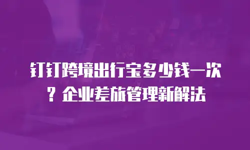 钉钉跨境出行宝多少钱一次？企业差旅管理新解法