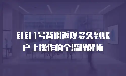 钉钉1号背调返现多久到账户上操作的全流程解析