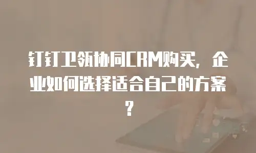 钉钉卫瓴协同CRM购买，企业如何选择适合自己的方案？