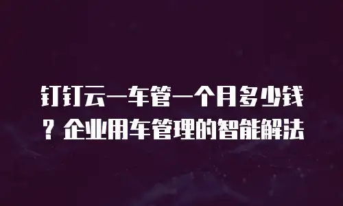 钉钉云一车管一个月多少钱？企业用车管理的智能解法
