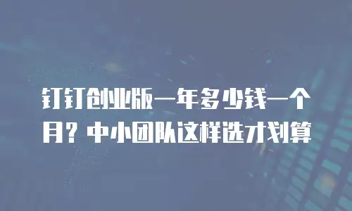 钉钉创业版一年多少钱一个月？中小团队这样选才划算