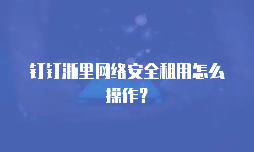 钉钉浙里网络安全租用怎么操作？