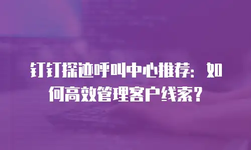 钉钉探迹呼叫中心推荐：如何高效管理客户线索？