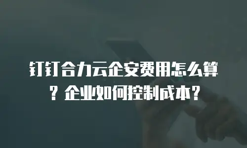 钉钉合力云企安费用怎么算？企业如何控制成本？