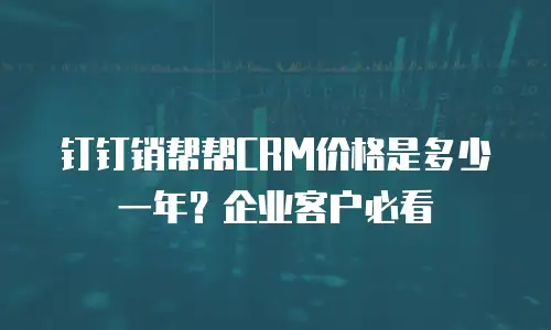 钉钉销帮帮CRM价格是多少一年？企业客户必看