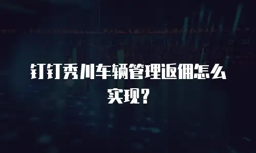 钉钉秀川车辆管理返佣怎么实现？
