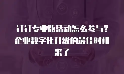 钉钉专业版活动怎么参与？企业数字化升级的最佳时机来了