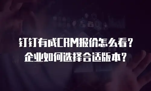 钉钉有成CRM报价怎么看？企业如何选择合适版本？