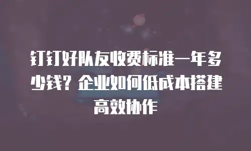 钉钉好队友收费标准一年多少钱？企业如何低成本搭建高效协作