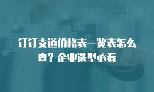 钉钉支道价格表一览表怎么查？企业选型必看
