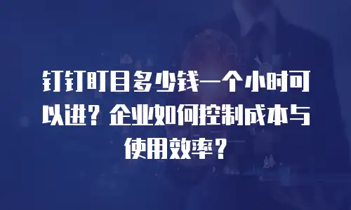 钉钉盯目多少钱一个小时可以进？企业如何控制成本与使用效率？