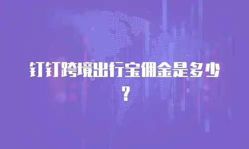 钉钉跨境出行宝佣金是多少？