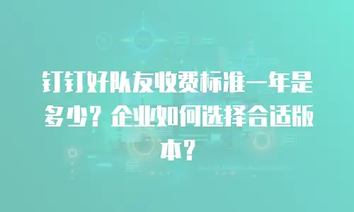 钉钉好队友收费标准一年是多少？企业如何选择合适版本？