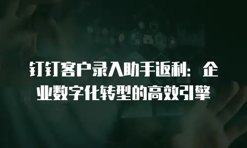 钉钉客户录入助手返利：企业数字化转型的高效引擎