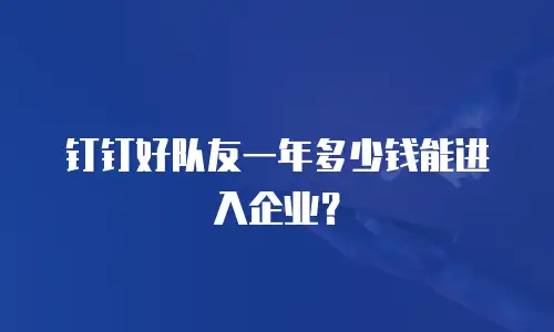 钉钉好队友一年多少钱能进入企业？