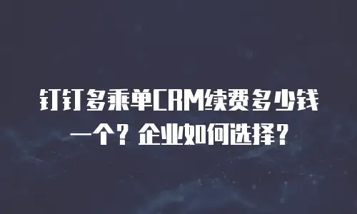 钉钉多乘单CRM续费多少钱一个？企业如何选择？