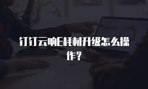 钉钉云呐E耗材升级怎么操作？