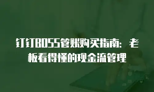 钉钉BOSS管账购买指南：老板看得懂的现金流管理