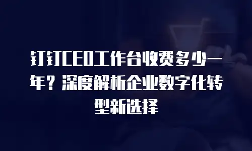 钉钉CEO工作台收费多少一年？深度解析企业数字化转型新选择