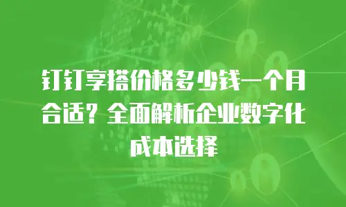 钉钉享搭价格多少钱一个月合适？全面解析企业数字化成本选择