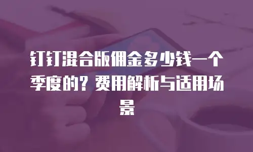 钉钉混合版佣金多少钱一个季度的？费用解析与适用场景