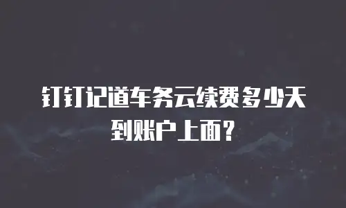 钉钉记道车务云续费多少天到账户上面？