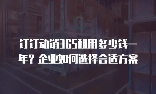 钉钉动销365租用多少钱一年？企业如何选择合适方案