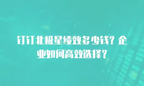 钉钉北极星绩效多少钱？企业如何高效选择？