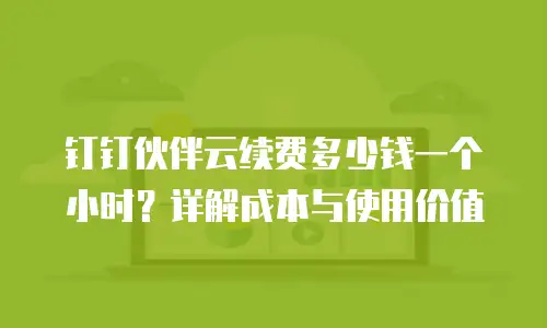 钉钉伙伴云续费多少钱一个小时？详解成本与使用价值