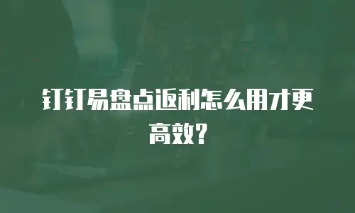 钉钉易盘点返利怎么用才更高效？