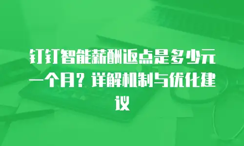 钉钉智能薪酬返点是多少元一个月？详解机制与优化建议