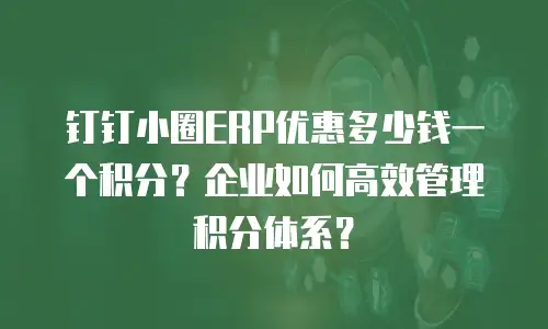 钉钉小圈ERP优惠多少钱一个积分？企业如何高效管理积分体系？