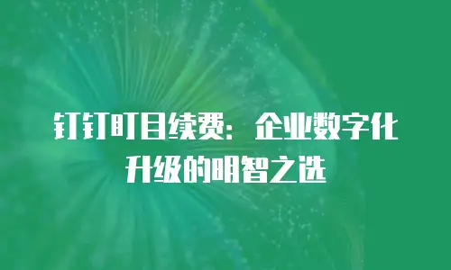 钉钉盯目续费：企业数字化升级的明智之选