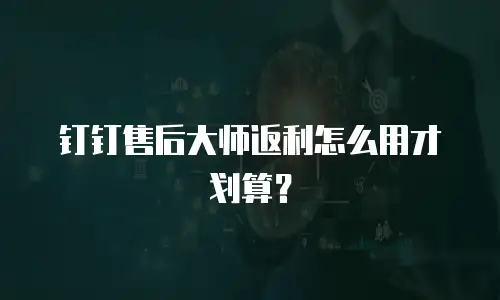 钉钉售后大师返利怎么用才划算？