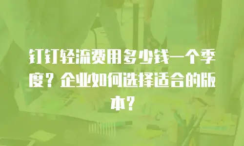 钉钉轻流费用多少钱一个季度？企业如何选择适合的版本？