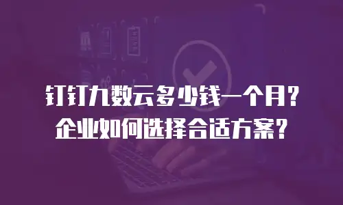 钉钉九数云多少钱一个月？企业如何选择合适方案？