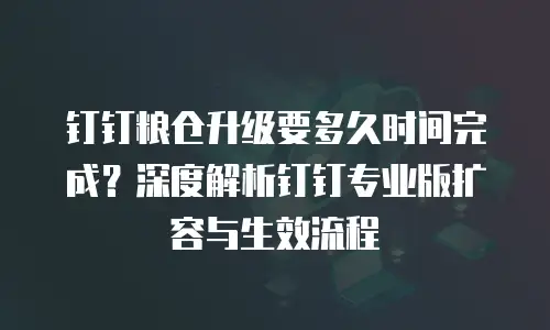 钉钉粮仓升级要多久时间完成？深度解析钉钉专业版扩容与生效流程