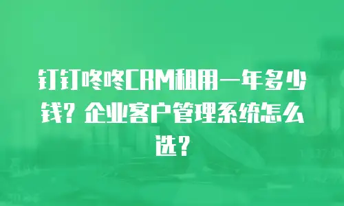 钉钉咚咚CRM租用一年多少钱？企业客户管理系统怎么选？