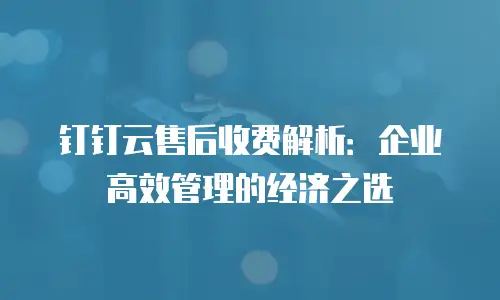 钉钉云售后收费解析：企业高效管理的经济之选