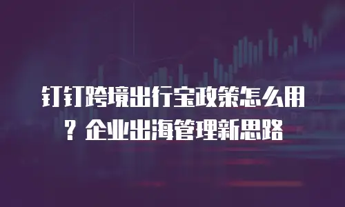 钉钉跨境出行宝政策怎么用？企业出海管理新思路