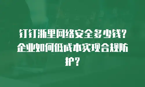 钉钉浙里网络安全多少钱？企业如何低成本实现合规防护？