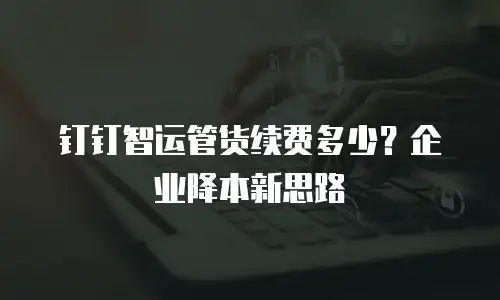 钉钉智运管货续费多少？企业降本新思路