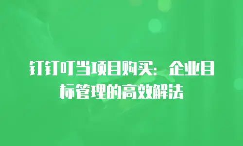 钉钉叮当项目购买：企业目标管理的高效解法