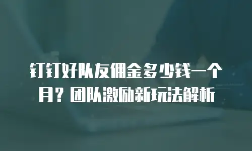 钉钉好队友佣金多少钱一个月？团队激励新玩法解析