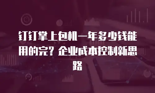 钉钉掌上包机一年多少钱能用的完？企业成本控制新思路