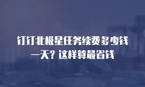 钉钉北极星任务续费多少钱一天？这样算最省钱