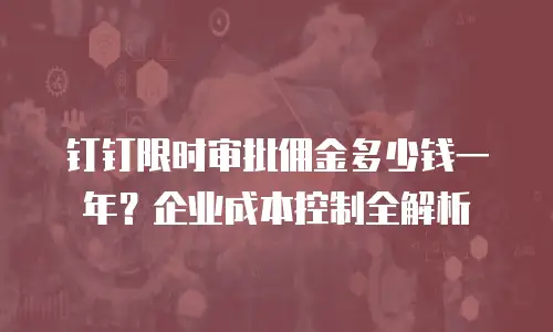 钉钉限时审批佣金多少钱一年？企业成本控制全解析